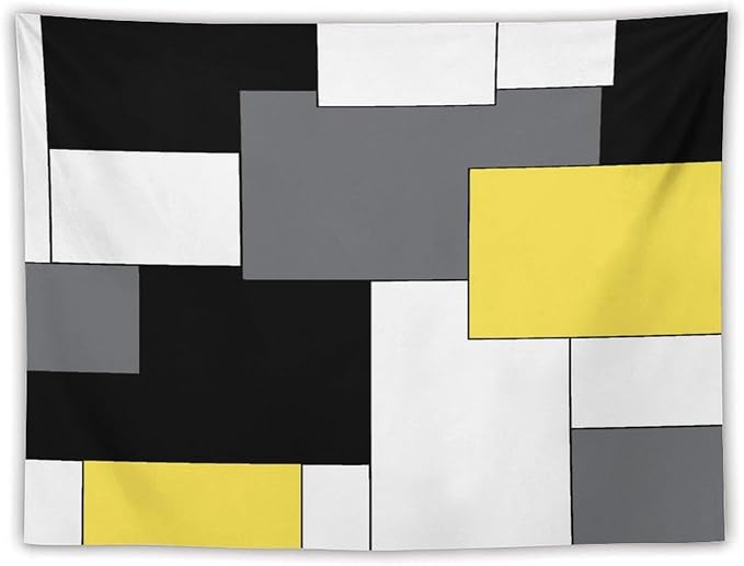 ZhiRain Black,Grey,Yellow,White Tapestry Wall Hanging Geometry Pattern Digital Print Multicolor Tapestries Home Decor for Living Room Bedroom Farmhouse Apartment Dorm 60"x80"
