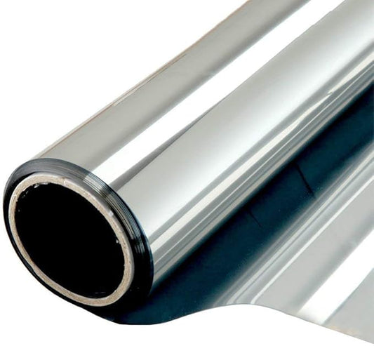 WPCTEV Window Film One Way Mirror Film Daytime Privacy Static Non-Adhesive Decorative Heat Control Anti UV Window Tint for Home and Office Silver 6 Mil 41.3 Inch x 8.2 Feet