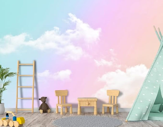 YIHWM -Colorful Clouds Ceiling Fabric Wallpaper Living Room Bedroom Bathroom Boys Girls Kids Room Modern Abstract Mural- 183"x120"（ not Peel and Stick）