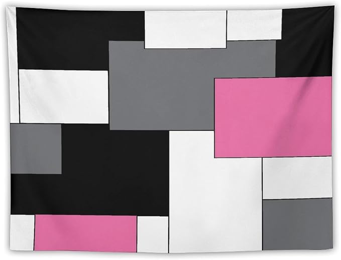 ZhiRain Pink,Black,White,Grey Tapestry Wall Hanging Geometry Pattern Digital Print Multicolor Tapestries Home Decor for Living Room Bedroom Farmhouse Apartment Dorm 30"x40"
