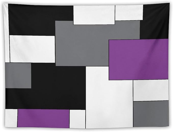 ZhiRain Black,Grey,Purple,White Tapestry Wall Hanging Geometry Pattern Digital Print Multicolor Tapestries Home Decor for Living Room Bedroom Farmhouse Apartment Dorm 30"x40"