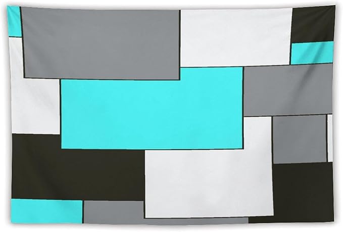 ZhiRain Modern Tapestry Wall Hanging Teal Turquoise And Gray Black Tapestries Home Decor for Living Room Bedroom Farmhouse Apartment Dorm 40"x60"