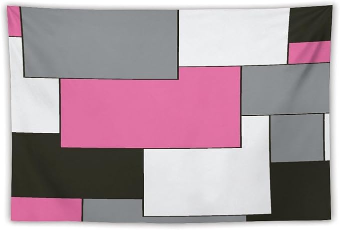 ZhiRain Modern Pink Tapestry Wall Hanging Pink And Gray Black Tapestries Home Decor for Living Room Bedroom Farmhouse Apartment Dorm 40"x60"