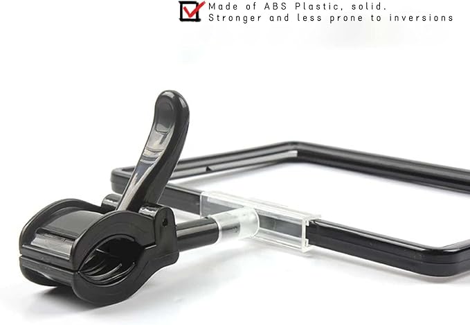 ZHENGMAI 10 Pack Black Acrylic Sign Holder with Clamp, Double Head Rotating Price Display Signs with PVC Card Protector, Sale Signs for Retail Store, Clothing, Dessert Rack 6 x 9 Inch