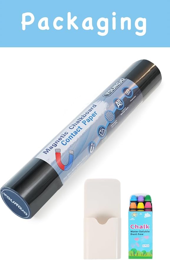 YOUNGJQ Magnetic Chalkboard for Wall 60" x 36" Self Adhesive Blackboard Wallpaper Peel and Stick Wall Decal Roll with Starter Kit for Home School