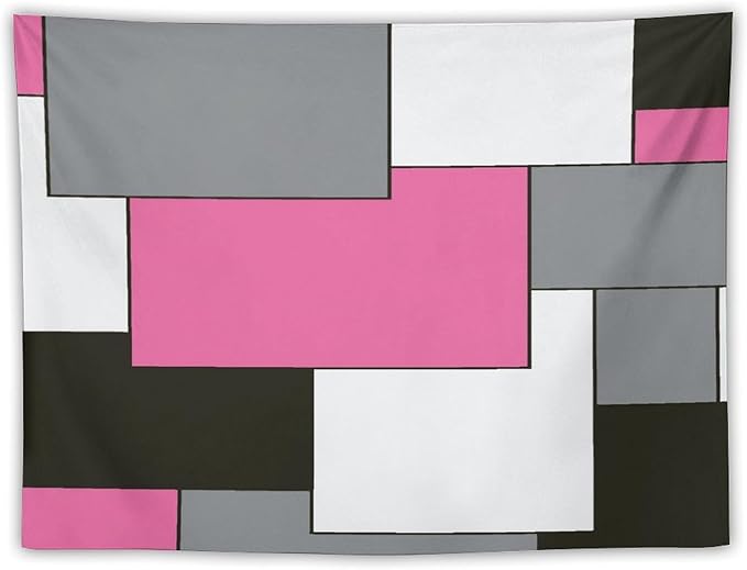 ZhiRain Modern Pink Tapestry Wall Hanging Pink And Gray Black Tapestries Home Decor for Living Room Bedroom Farmhouse Apartment Dorm 30"x40"