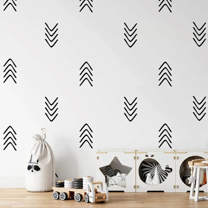 12x36 Inch Set Arrow Wall Stickers - DIY Boho Wall Decal Mural Set - 32 Pcs Stickers for Wall, Kitchen, Nursery, Office Decor - Great Gift Idea - Each Sticker 3x2.5 Inch (Arrow Black)
