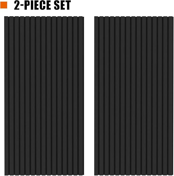 2 PCS wooden slats sound-absorbing panels, 3D groove wood grain sound absorbing panels, stylish decoration, significant noise reduction effect, suitable for walls and ceilings (Matte Black)