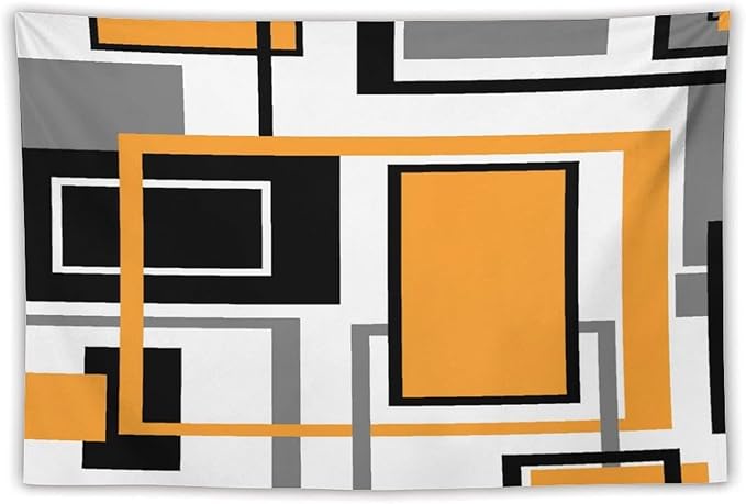 ZhiRain Modern Orange Tapestry Wall Hanging Geometric Gray Abstract Black And Grey Tapestries Home Decor for Living Room Bedroom Farmhouse Apartment Dorm 40"x60"