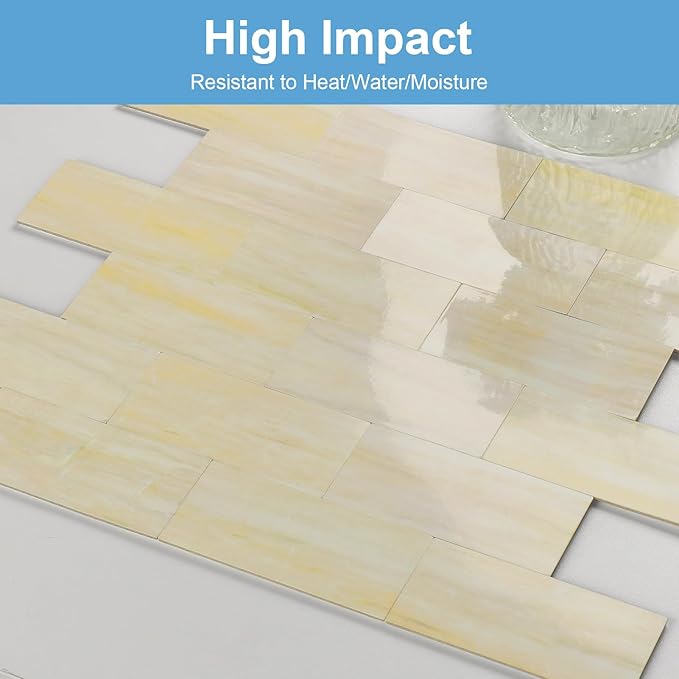 20-Pack Peel and Stick Tile Backsplash 12"X12" PVC Wall Tiles, Stick on Backsplash for Kitchen, Bathroom Tile, Fireplace Décor, Laundry Table, Stair Decals in Light Orange