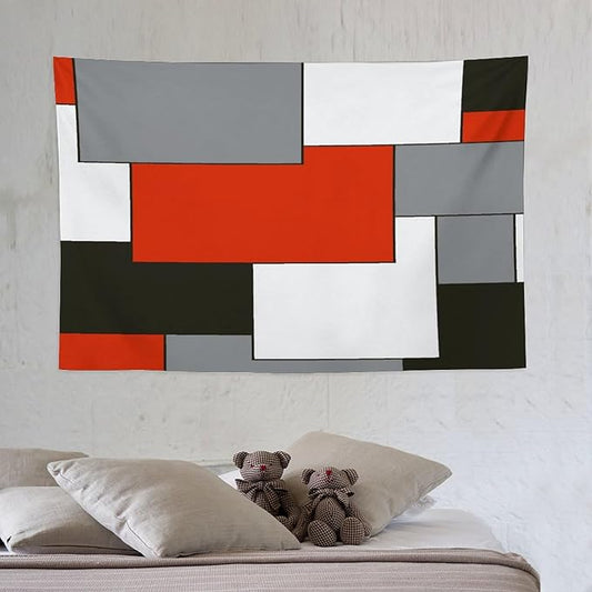 ZhiRain Red Tapestry Wall Hanging Modern Black And Gray Tapestries Home Decor for Living Room Bedroom Farmhouse Apartment Dorm 40"x60"