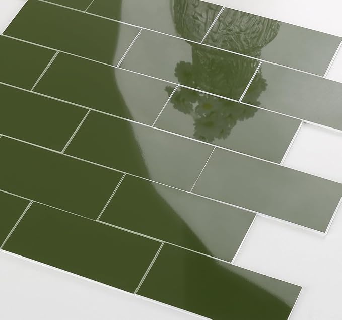 Yipscazo Peel and Stick backsplash 3 x 6 Inches 3D PVC Composite Wall Tile Stick on Backsplash Tile for Kitchen Bathroom, Laundry Room, Fireplace(Polished Marble Green, 2 Pieces)