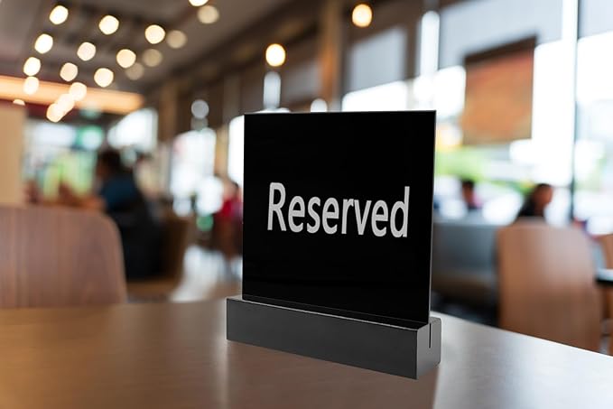 10 Pack Food Labels for Party Buffet with Wooden Stands, Acrylic Mini Chalkboard Signs, 3.9x3.9 inch Blank Black Acrylic Table Signs for Outdoor Wedding Table Numbers, Reserved, Cafe, Menu (Black)