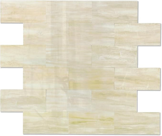 1-Pack Peel and Stick Tile Backsplash 12"X12" PVC Wall Tiles, Stick on Backsplash for Kitchen, Bathroom Tile, Fireplace Décor, Laundry Table, Stair Decals in Light Orange