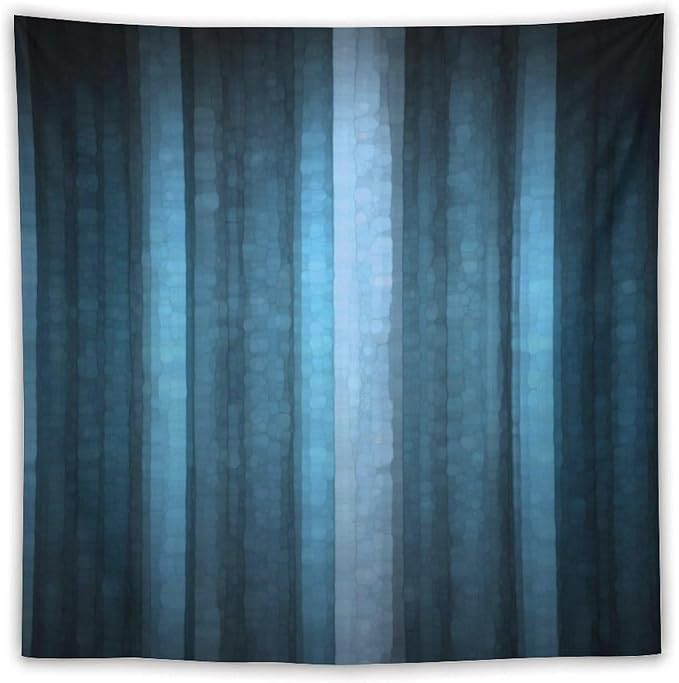 ZhiRain Blue Striped Tapestry Wall Hanging Modern Elegant Neon Blue Abstract Mosaic Glass Texture Dark Stripe Art Tapestries Home Decor for Living Room Bedroom Apartment Farmhouse 60"x60"
