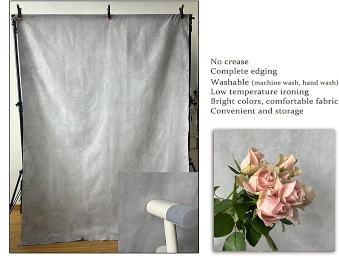 6x9ft Grey Portrait Photography Backdrops Solid Texture Abstract Photo Background for Photoshoot