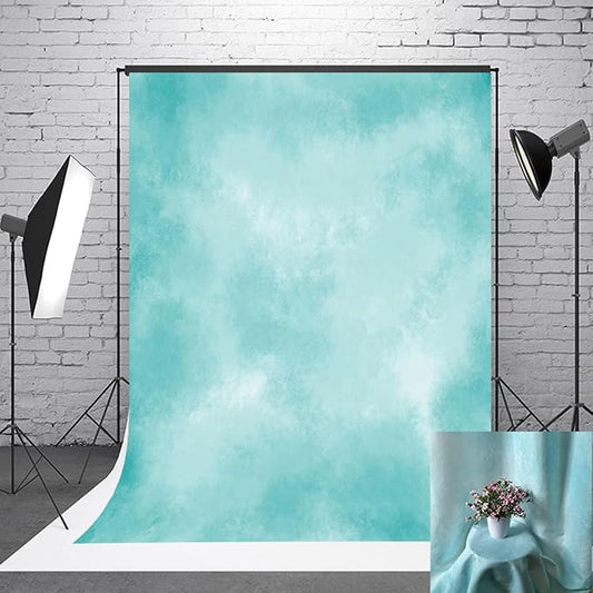 10x10ft Aqua Abstract Solid Photography Backdrops Gradient Portrait Photo Booth Background for Photographyer