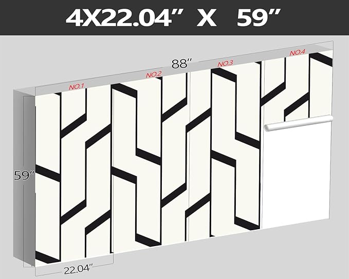 XMPMBM-Black Textured backsplash Large Decorative Geometrical Wallpaper Bedroom Bathroom Wall Mural- W 88" X H 59"（36 Square Foot）