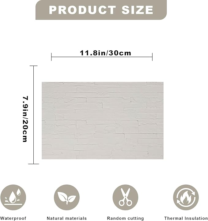 3D Wall Panels - 1PCS 7.9"x11.8" Faux Stone Wall Covering - MCM Modified Clay Material for Home Art, Accent Brick, Modern Exterior/Interior Decoration, Sample-Reef White
