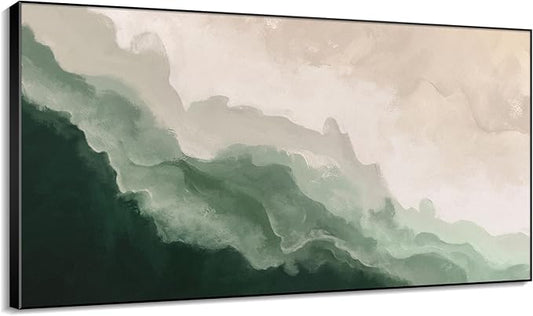 36"x60" XL Framed Wall Art - Soothing Ocean Waves Minimalist (Frame Assembly Required)