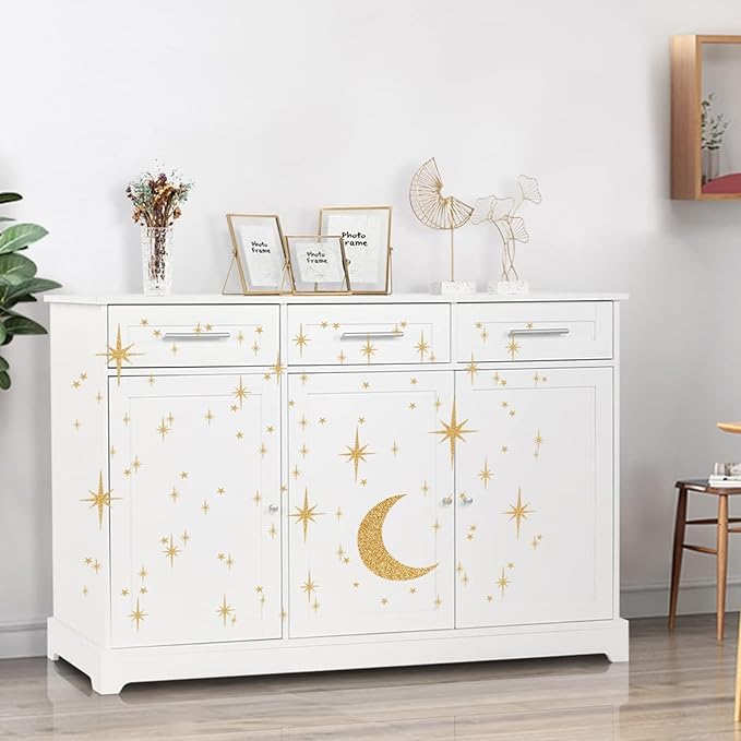 104 Pcs Star and Moon Wall Decals - Peel and Stick Window Clings Glitter Stars Wall Stickers for Living Room, Bedroom, Nursery Decor