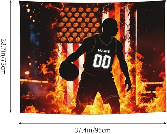 Zufygsni Personalized Sports Theme Wall Tapestry Custom Name With Number Decor For Bedroom Room And Dorm