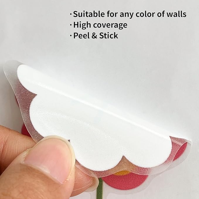 YouRfocus Boho Flower Wall Decals for Nursery & Kids Room – Set of 72 Floral Wall Stickers, Removable Peel and Stick Boho Home Decor, Pastel Wall Art (12 Sheets)