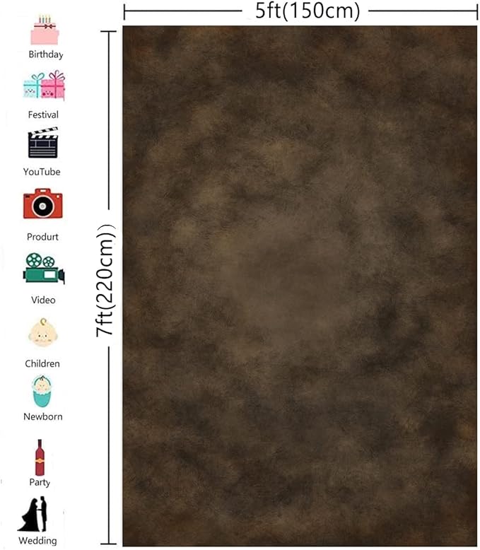 5x7ft Dark Brown Mottled Texture Photography Backdrop for Portrait Photo Studio Prop Abstract Background for Photographyer