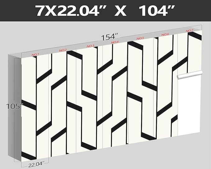 XMPMBM-Black Textured backsplash Large Decorative Geometrical Wallpaper Bedroom Bathroom Wall Mural- W 154" X H 105"（112 Square Foot）