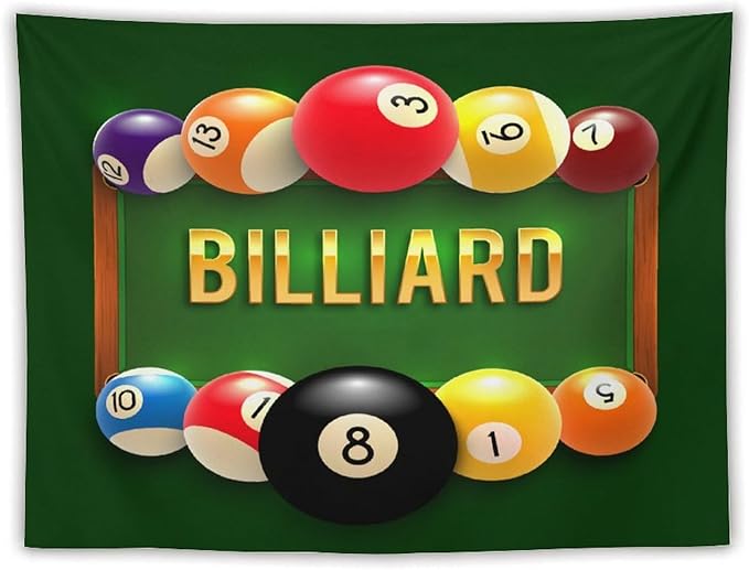 ZhiRain Snooker Billiards Tapestry Wall Hanging Modern Sports Theme Billiard Eight Ball Tapestries Home Decor for Living Room Bedroom Farmhouse Apartment Dorm 60"x80"