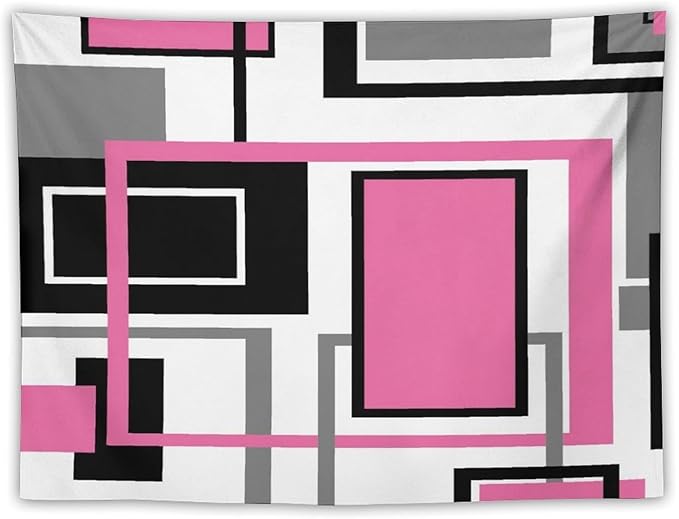 ZhiRain Modern Pink Tapestry Wall Hanging Geometric Pink Gray Black Tapestries Home Decor for Living Room Bedroom Farmhouse Apartment Dorm 30"x40"