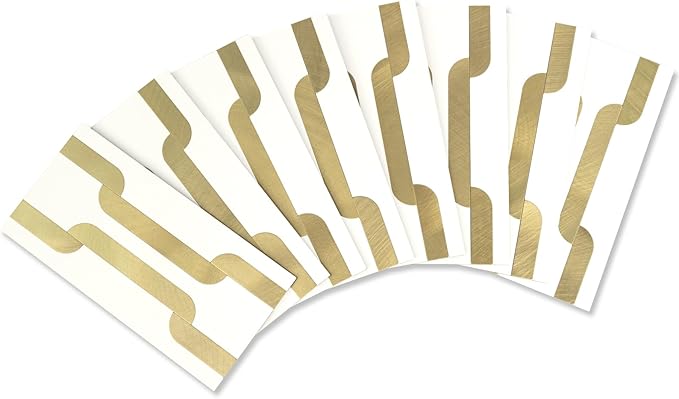 Yipscazo Peel and Stick backsplash 3 x 6 Inches 3D PVC Composite Wall Tile Stick on Backsplash Tile for Kitchen Bathroom, Laundry Room, Fireplace(White with Gold Metal, 2 Pieces)