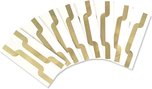 Yipscazo Peel and Stick backsplash 3 x 6 Inches 3D PVC Composite Wall Tile Stick on Backsplash Tile for Kitchen Bathroom, Laundry Room, Fireplace(White with Gold Metal, 2 Pieces)