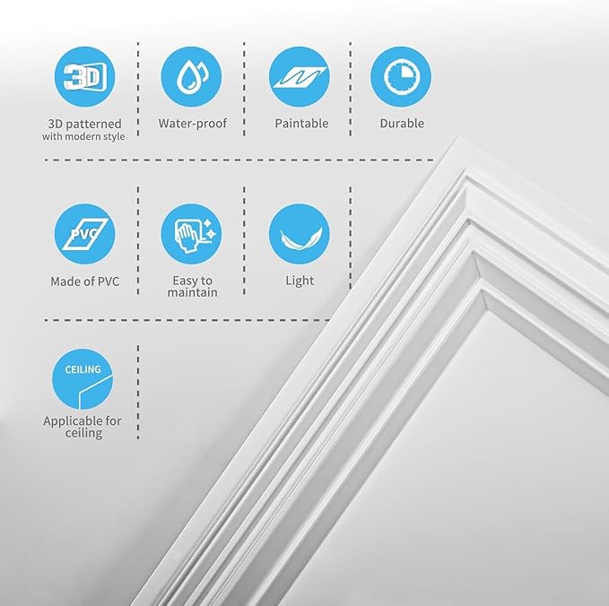 Art3d 12-Pack Drop Relief Ceiling Tiles for Home, Office & Commercial Space, 24 x 24in PVC Waterproof 3D Wall Panels Cover 48 Sq. Ft, White