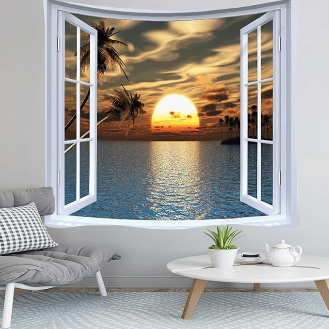 XIUYINHS Nature Forest Tapestry,Scenery Wall Mountain Tree Tapestry,for Home Office Dorm Indoor and Outdoor Decoration Large Size 59"(W) x59(L) GTCH(49)