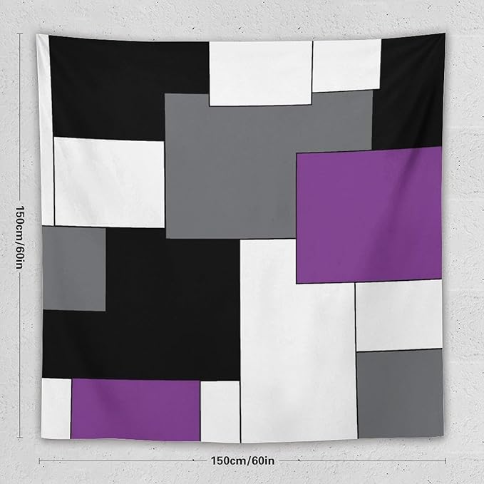 ZhiRain Black,Grey,Purple,White Tapestry Wall Hanging Geometry Pattern Digital Print Multicolor Tapestries Home Decor for Living Room Bedroom Farmhouse Apartment Dorm 60"x60"