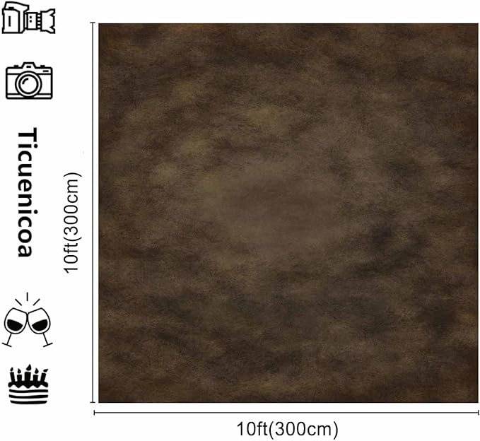 10x10ft Dark Brown Mottled Texture Photography Backdrop for Portrait Photo Studio Prop Abstract Background for Photographyer