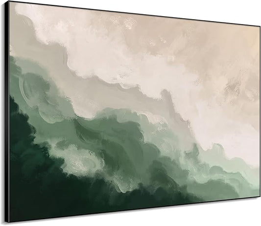 46"x60" XL Framed Wall Art - Soothing Ocean Waves Minimalist (Frame Assembly Required)