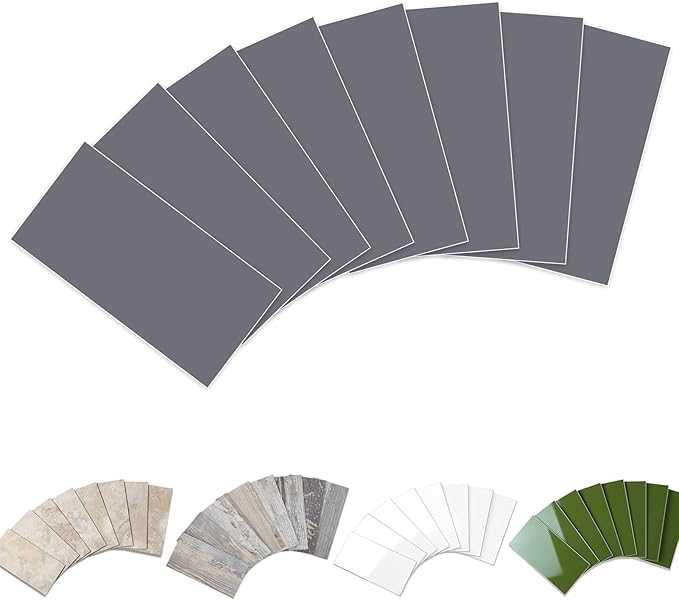 Yipscazo Peel and Stick backsplash 3 x 6 Inches 3D PVC Composite Wall Tile Stick on Backsplash Tile for Kitchen Bathroom, Laundry Room, Fireplace(Gray, 100 Pieces)