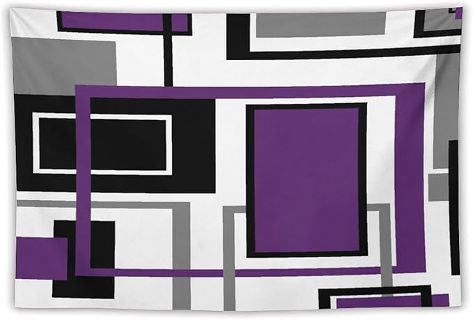 ZhiRain Purple Modern Tapestry Wall Hanging Geometric Purple Gray Black Tapestries Home Decor for Living Room Bedroom Farmhouse Apartment Dorm 40"x60"