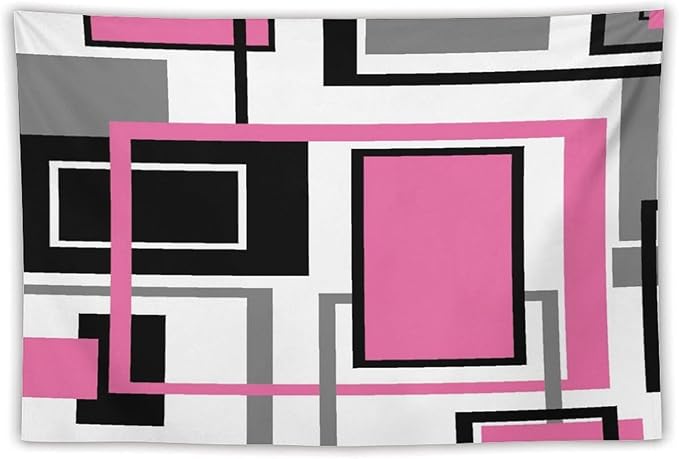ZhiRain Modern Pink Tapestry Wall Hanging Geometric Pink Gray Black Tapestries Home Decor for Living Room Bedroom Farmhouse Apartment Dorm 60"x90"