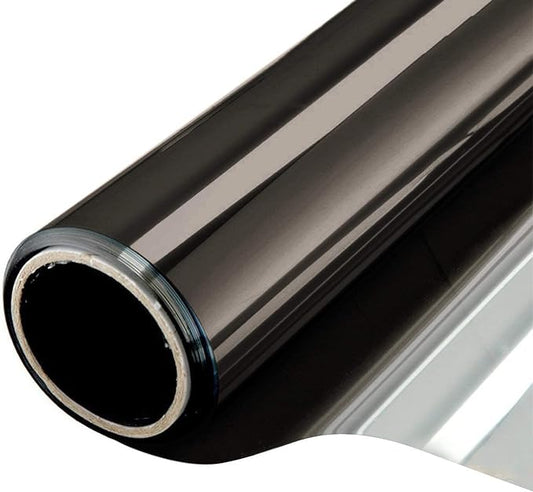 WPCTEV Window Privacy Film One Way Daytime Mirror Tint Treatments UV Heat Control Vinyl Stickers Sun Block Glass Paper Door Covering Reflective (Black Silver,45.6 Inch x 7.2 Feet)