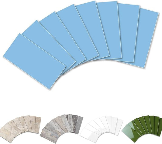 Yipscazo Peel and Stick backsplash 3 x 6 Inches 3D PVC Composite Wall Tile Stick on Backsplash Tile for Kitchen Bathroom, Laundry Room, Fireplace(Blue, 160 Pieces)