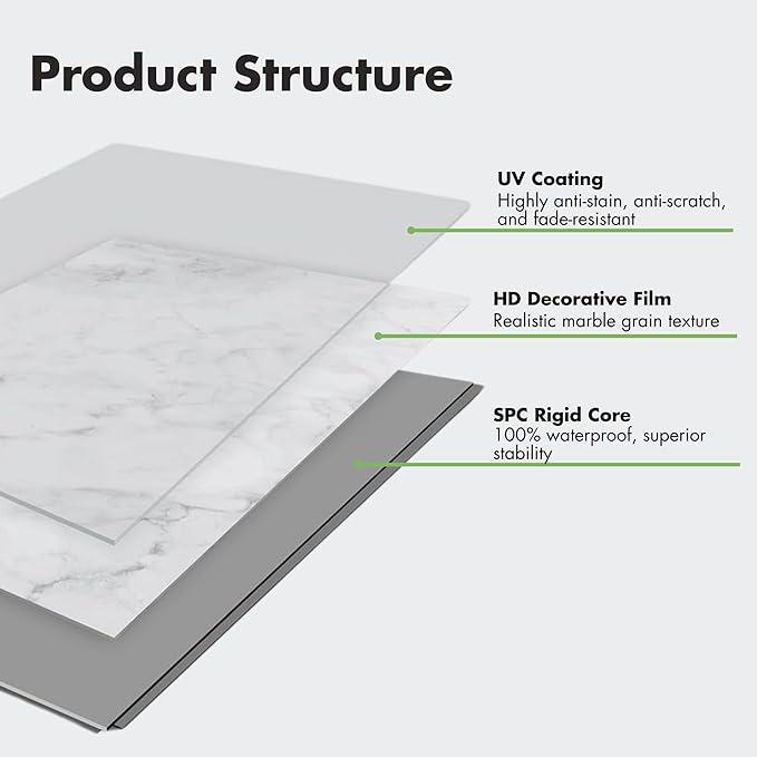 Art3d 10-Pack 24"x12" SPC Wall Panels, 20 Sq.feet Waterproof Click Lock Panels for Interior Wall Decor, Rigid Core Wall Panel for Bathroom, Kitchen, Living Room, Deep Marble Gray