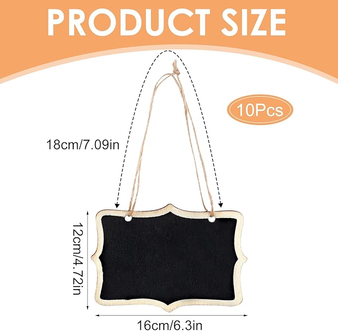 10 Pcs Mini Chalkboard Signs for Food 6.3 X 4.72 in Reusable Small Hanging Chalk Board Sign Erasable, Wooden Blackboard Labels for Party Buffet Name Tags for Message Board Signs, Price, Plants Black