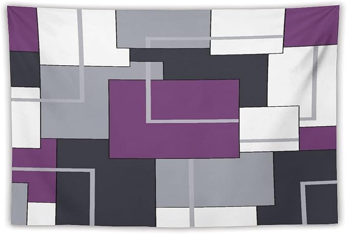 ZhiRain Purple Black White Tapestry Wall Hanging Modern Gray Geometric Abstract Aesthetic Tapestries Home Decor for Living Room Bedroom Farmhouse Apartment Dorm 40"x60"