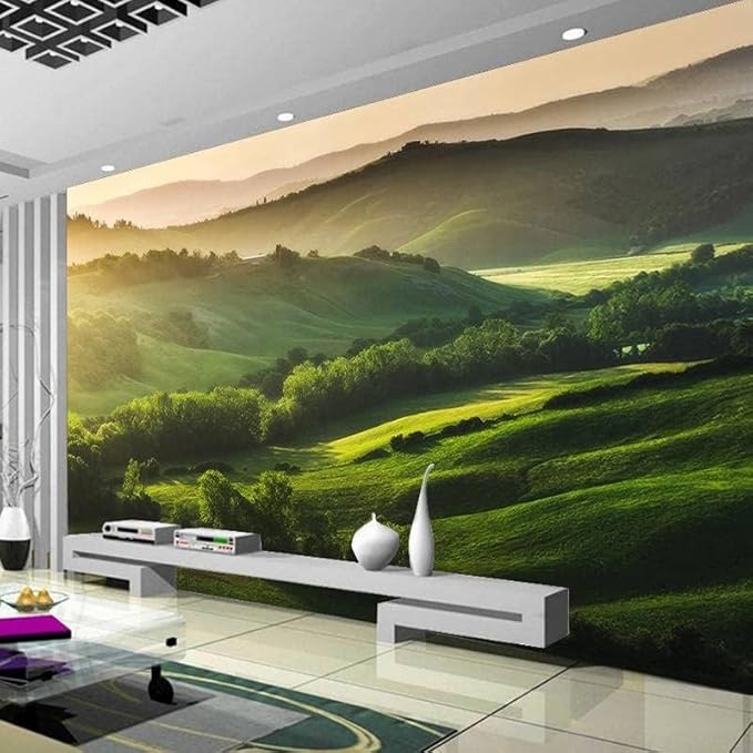 YTTBDBD Prairie Mountains 3D Wall Mural Decoration, Natural Scenery Support Customization Wallpaper Large for Living Room Bedroom Office Study-not Self-Adhesive-144 W x 100" H/365x254cm-Silk