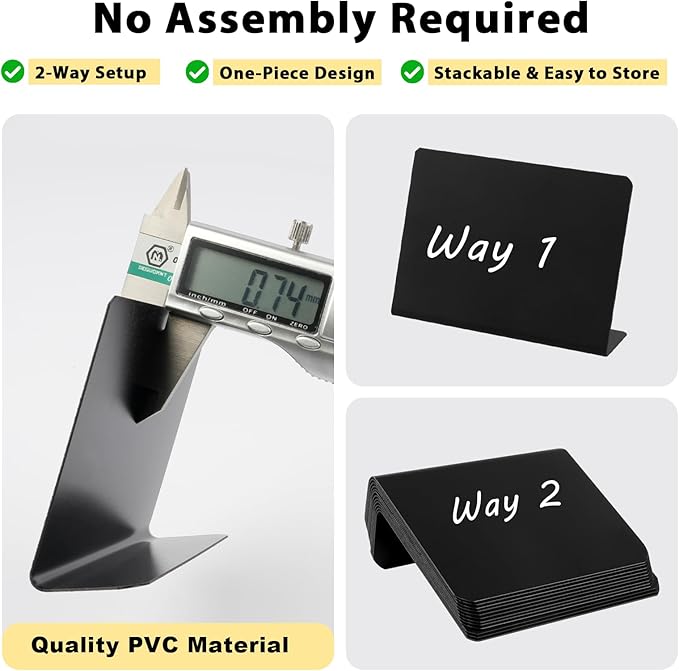 12 Pcs Mini Chalkboard Signs, 4"x3" Reusable PVC Food Labels for Party Buffet, Small Table Place Cards, Durable Chalk Board Signs for Tables, Birthday, Weddings, Bakery, Event Decoration (L Shape)