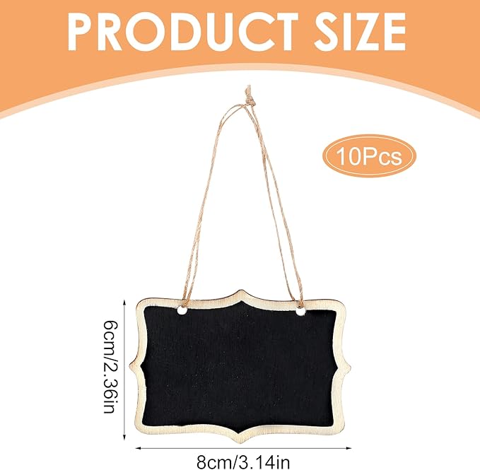 10 Pcs Mini Chalkboard Signs for Food Reusable Small Hanging Chalk Board Sign Erasable, Double-Sided Food Labels for Party Buffet Wooden Name Tags for Message Board Signs, Price, Plants Black