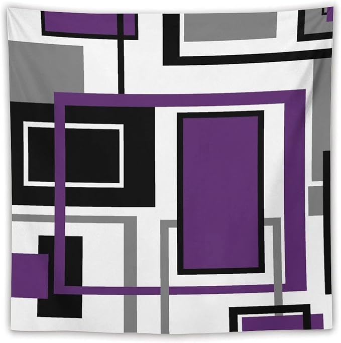 ZhiRain Purple Modern Tapestry Wall Hanging Geometric Purple Gray Black Tapestries Home Decor for Living Room Bedroom Farmhouse Apartment Dorm 60"x60"